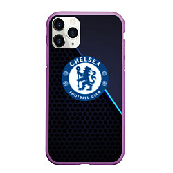 Чехол iPhone 11 Pro матовый Chelsea carbon sport, цвет: 3D-фиолетовый