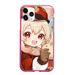 Чехол iPhone 11 Pro матовый Genshin Impact Кли cute Dodoko, цвет: 3D-малиновый