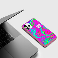 Чехол iPhone 11 Pro матовый Abstract floral pattern - aloha, цвет: 3D-малиновый — фото 2