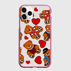Чехол iPhone 11 Pro матовый Медведи - персонажи из Слово пацана, цвет: 3D-малиновый