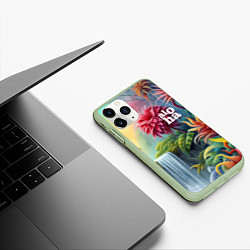 Чехол iPhone 11 Pro матовый Гавайские тропические цветы - алоха, цвет: 3D-салатовый — фото 2