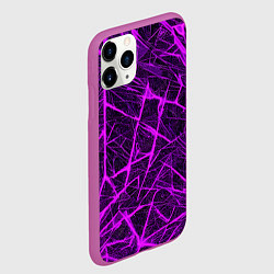 Чехол iPhone 11 Pro матовый Фиолетовая паутина на чёрном фоне, цвет: 3D-фиолетовый — фото 2