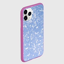 Чехол iPhone 11 Pro матовый Белые хлопья на голубом фоне, цвет: 3D-фиолетовый — фото 2