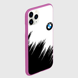 Чехол iPhone 11 Pro матовый BMW чёрные штрихи текстура, цвет: 3D-фиолетовый — фото 2