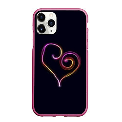 Чехол iPhone 11 Pro матовый Неоновое сердечко, цвет: 3D-малиновый