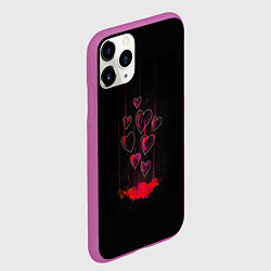 Чехол iPhone 11 Pro матовый Раненые сердца, цвет: 3D-фиолетовый — фото 2