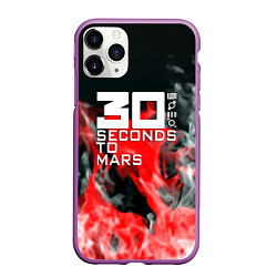 Чехол iPhone 11 Pro матовый Seconds to mars fire, цвет: 3D-фиолетовый