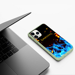 Чехол iPhone 11 Pro матовый Evanescence огонь рок группа, цвет: 3D-салатовый — фото 2