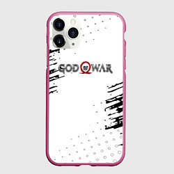 Чехол iPhone 11 Pro матовый God of war краски стрипс, цвет: 3D-малиновый