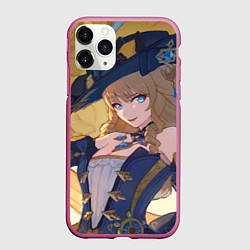 Чехол iPhone 11 Pro матовый Genshin Impact Навия, цвет: 3D-малиновый