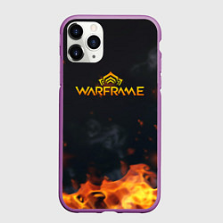 Чехол iPhone 11 Pro матовый Warframe шутер flame, цвет: 3D-фиолетовый