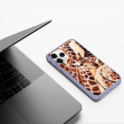 Чехол iPhone 11 Pro матовый Жирафы - африканский паттерн, цвет: 3D-светло-сиреневый — фото 2