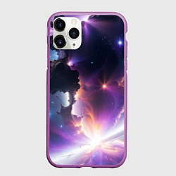 Чехол iPhone 11 Pro матовый Космическая вспышка, цвет: 3D-фиолетовый