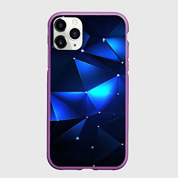 Чехол iPhone 11 Pro матовый Калейдоскоп из синих мелких осколок, цвет: 3D-фиолетовый