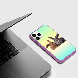 Чехол iPhone 11 Pro матовый Два пушистых кролика, цвет: 3D-фиолетовый — фото 2