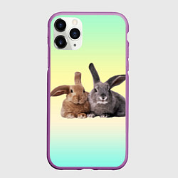 Чехол iPhone 11 Pro матовый Два пушистых кролика, цвет: 3D-фиолетовый