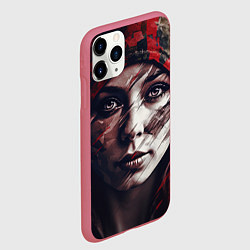 Чехол iPhone 11 Pro матовый Русская девушка в камуфляже, цвет: 3D-малиновый — фото 2