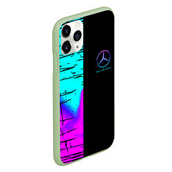 Чехол iPhone 11 Pro матовый Mercedes benz неон текстура, цвет: 3D-салатовый — фото 2