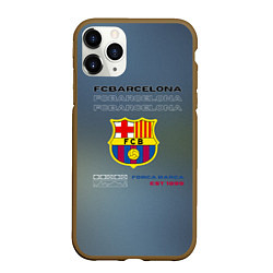 Чехол iPhone 11 Pro матовый Футбольный клуб барселона, логотип, цвет: 3D-коричневый