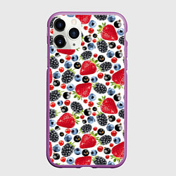 Чехол iPhone 11 Pro матовый Различные ягоды, цвет: 3D-фиолетовый