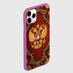 Чехол iPhone 11 Pro матовый Золотой герб России на красном фоне лепнина, цвет: 3D-фиолетовый — фото 2