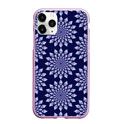 Чехол iPhone 11 Pro матовый Криптовалюта Эфириум паттерн по кругу на синем, цвет: 3D-розовый