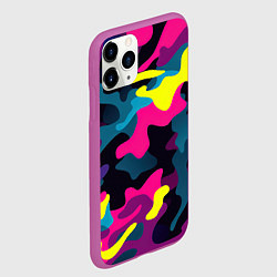Чехол iPhone 11 Pro матовый Кислотная яркая абстракция в камуфляжном стиле, цвет: 3D-фиолетовый — фото 2