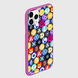 Чехол iPhone 11 Pro матовый Криптовалюта Биткоин, Эфириум, Тетхер, Солана патт, цвет: 3D-фиолетовый — фото 2