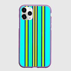 Чехол iPhone 11 Pro матовый Вертикальные неоновые полосы, цвет: 3D-фиолетовый