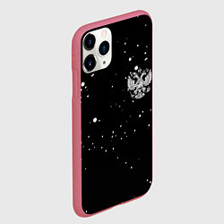 Чехол iPhone 11 Pro матовый Россия герб рф текстура, цвет: 3D-малиновый — фото 2