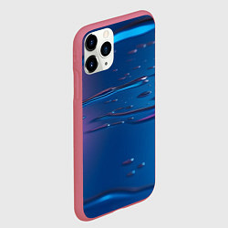 Чехол iPhone 11 Pro матовый Неоновая поверхность синяя с каплями воды, цвет: 3D-малиновый — фото 2