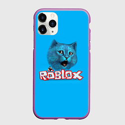 Чехол iPhone 11 Pro матовый Roblox синий кот, цвет: 3D-фиолетовый