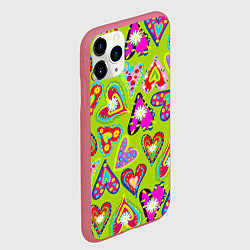 Чехол iPhone 11 Pro матовый Сердца в мексиканском стиле, цвет: 3D-малиновый — фото 2