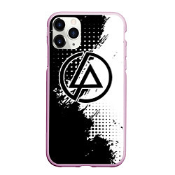 Чехол iPhone 11 Pro матовый Linkin park - черно-белая абстракция, цвет: 3D-розовый