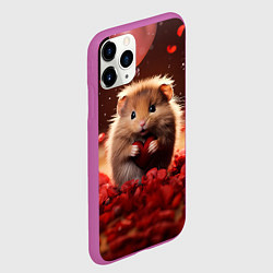 Чехол iPhone 11 Pro матовый Влюбленный маленький хомячок, цвет: 3D-фиолетовый — фото 2