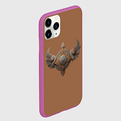 Чехол iPhone 11 Pro матовый Защитный орнамент с крыльями из дерева, цвет: 3D-фиолетовый — фото 2