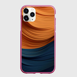 Чехол iPhone 11 Pro матовый Оранжевая и синяя абстракция, цвет: 3D-малиновый