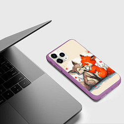 Чехол iPhone 11 Pro матовый Влюбленные лисички 14 февраля, цвет: 3D-фиолетовый — фото 2