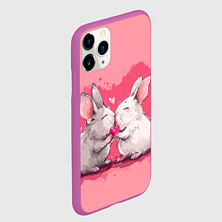 Чехол iPhone 11 Pro матовый Милые влюбленные кролики, цвет: 3D-фиолетовый — фото 2