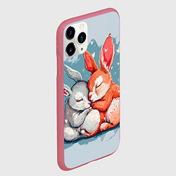 Чехол iPhone 11 Pro матовый Влюбленные зайчики 14 февраля, цвет: 3D-малиновый — фото 2