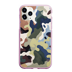 Чехол iPhone 11 Pro матовый Камуфляж милитари, цвет: 3D-розовый