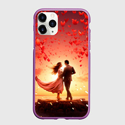 Чехол iPhone 11 Pro матовый Влюбленная пара 14 февраля, цвет: 3D-фиолетовый