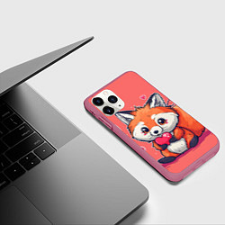 Чехол iPhone 11 Pro матовый Милый лисенок с сердечком, цвет: 3D-малиновый — фото 2