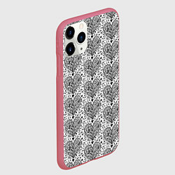 Чехол iPhone 11 Pro матовый Сердце из дудлов паттерн, цвет: 3D-малиновый — фото 2