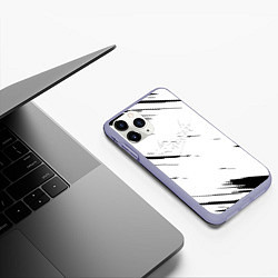 Чехол iPhone 11 Pro матовый Алиса рок группа краски текстура, цвет: 3D-светло-сиреневый — фото 2