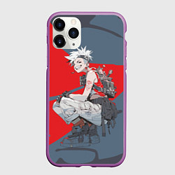 Чехол iPhone 11 Pro матовый Боевая девушка на приседе, цвет: 3D-фиолетовый