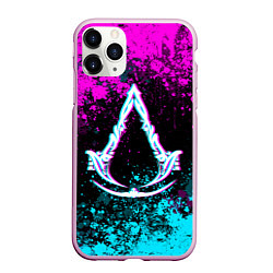 Чехол iPhone 11 Pro матовый Ассасин крид мираж- неоновые брызги, цвет: 3D-розовый