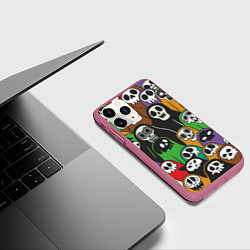 Чехол iPhone 11 Pro матовый Скелеты на хэллоуин, цвет: 3D-малиновый — фото 2