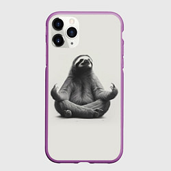 Чехол iPhone 11 Pro матовый Ленивиц в позе лотоса, цвет: 3D-фиолетовый