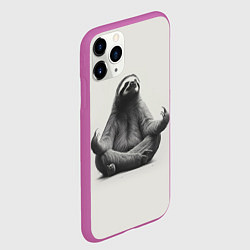 Чехол iPhone 11 Pro матовый Ленивиц в позе лотоса, цвет: 3D-фиолетовый — фото 2